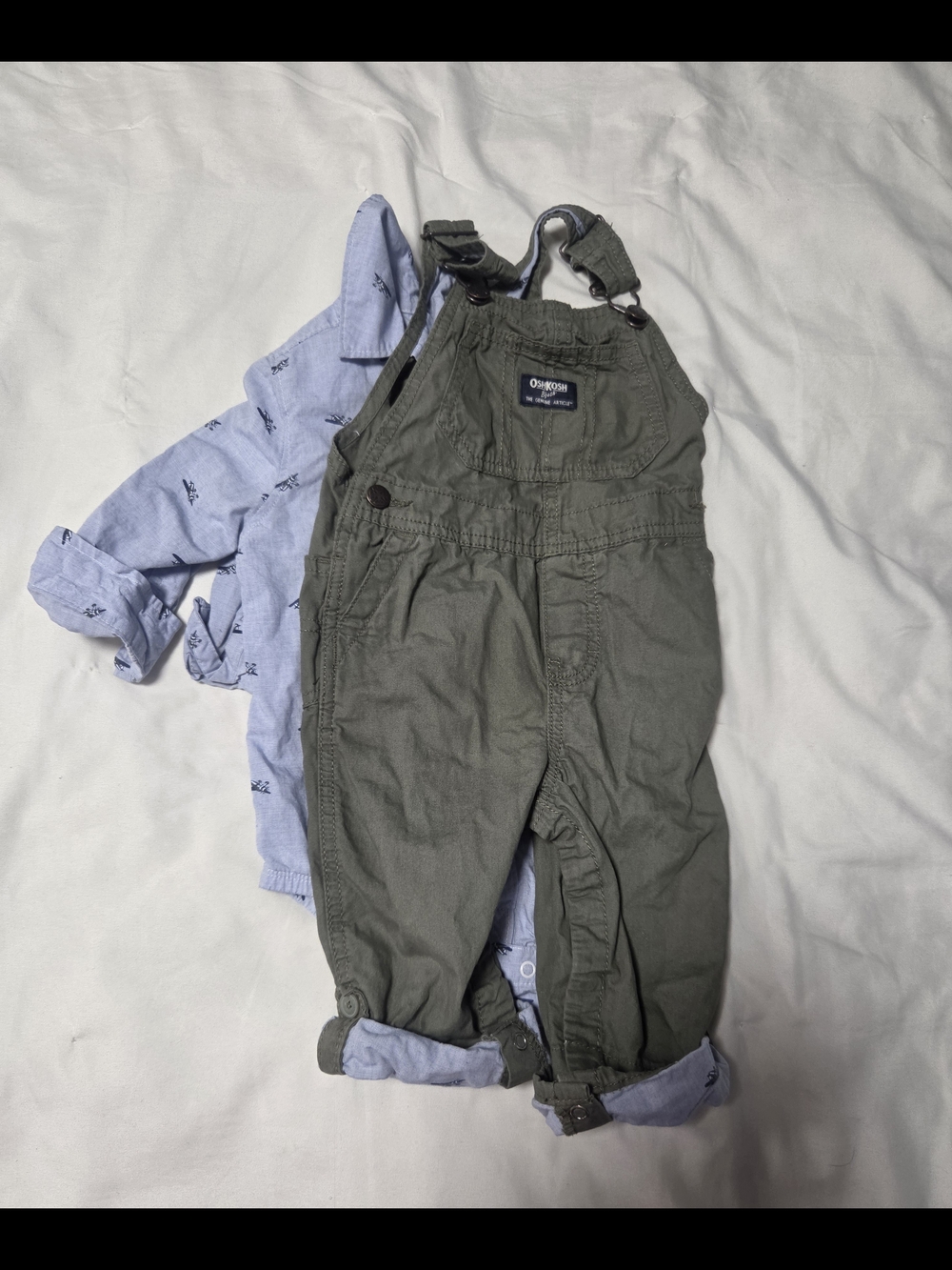 OshKosh B'gosh Olive Overalls with Rolled Cuffs